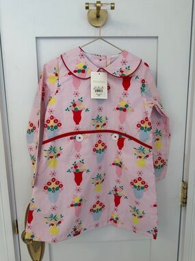 New! Pink Floral Vase Print Girls' Dress